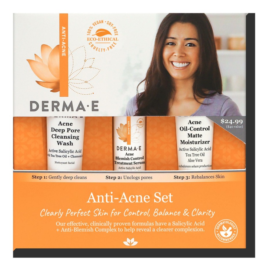 * Derma E Large Choice Dermatologist Recommended Anti-Acne Starter Kit New