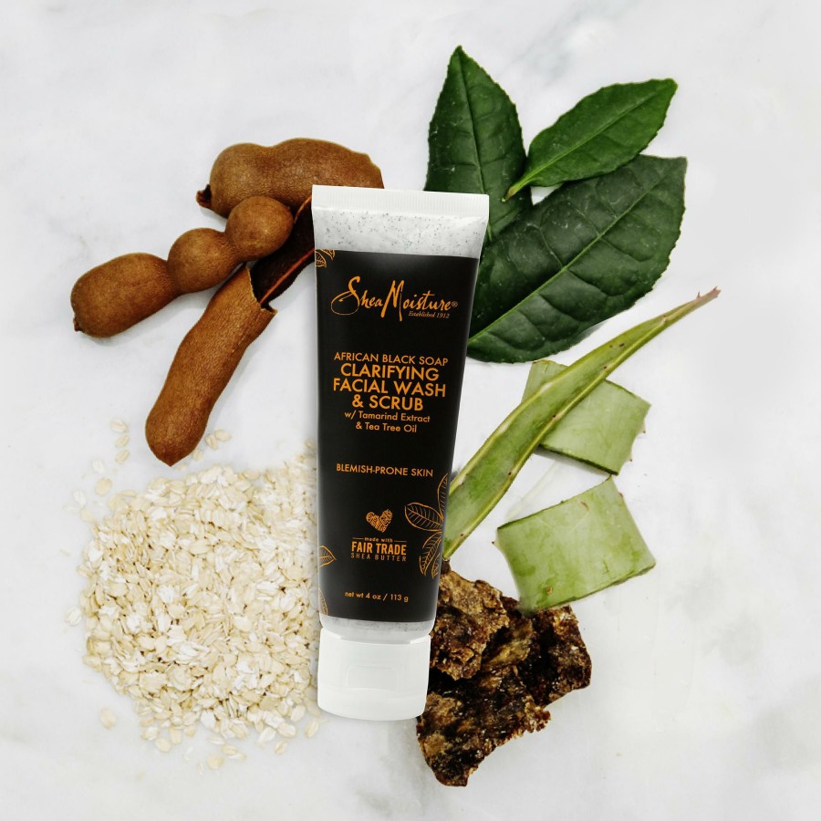 * Sheamoisture 100% Guarantee African Black Soap Problem Skin Facial Wash & Scrub Hot