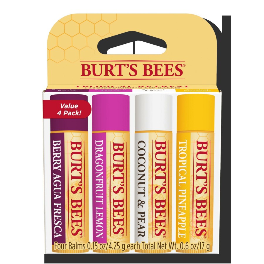 * Burt'S Bees Original Tropical Lip Balm 4 Pack New