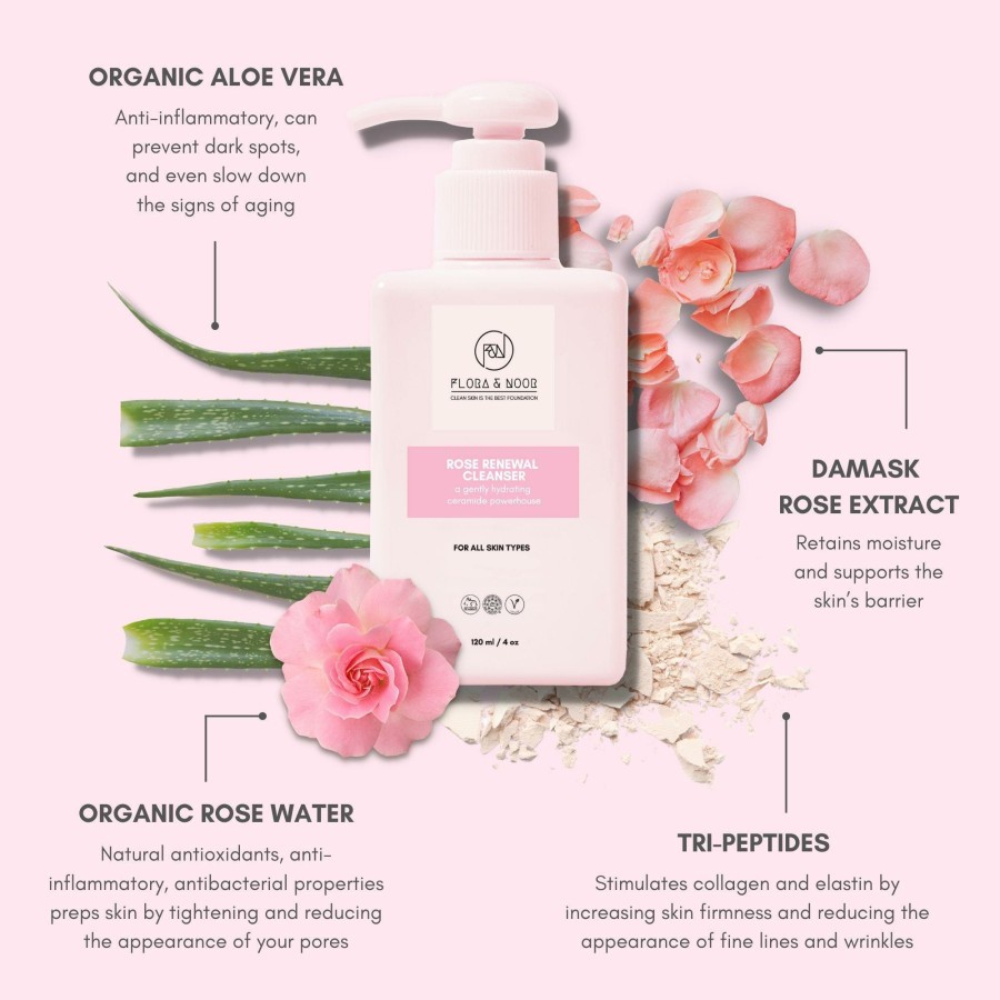 * Flora & Noor Original Rose Renewal Tri-Peptide And Ceramide Cleanser Best